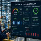 Tablero de KPIs industriales con OEE, rendimiento y calidad